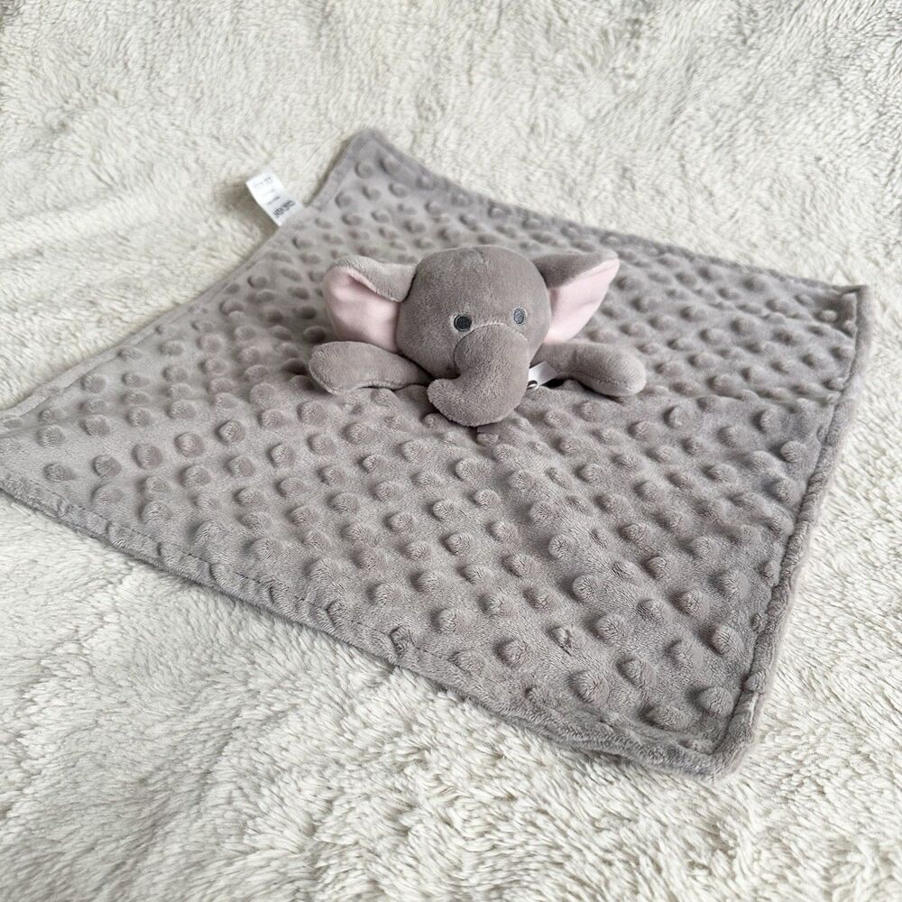 Crevent Elephant Cozy Plush Baby Security Blanket Lovey Gray Minky Toy
